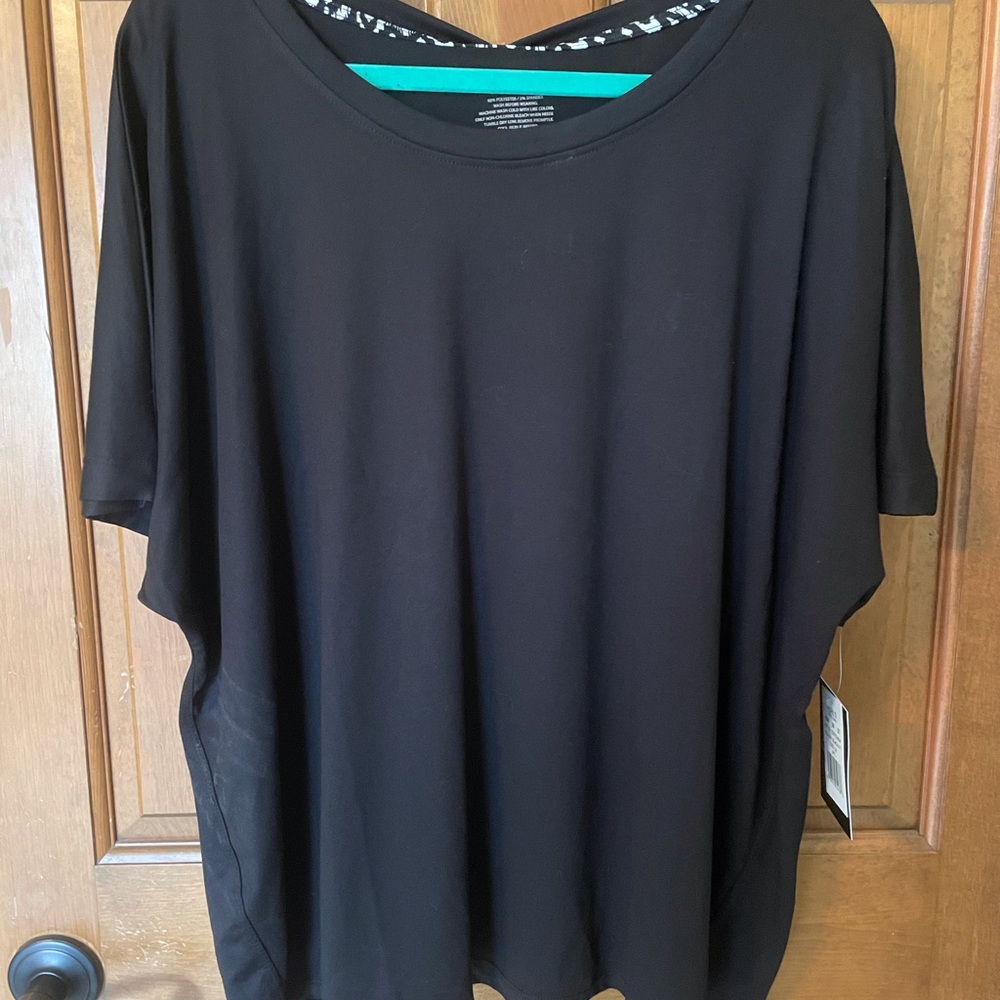 Cuddl Duds Black Short Sleeve Crew Neck Pajama Top 3X